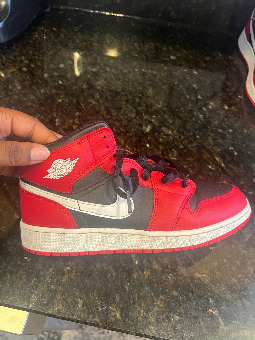 Jordan Kids Red, Black and White High-Top Sneaker